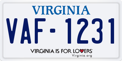 VA license plate VAF1231