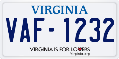 VA license plate VAF1232
