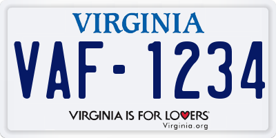 VA license plate VAF1234