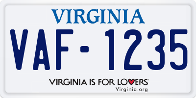 VA license plate VAF1235