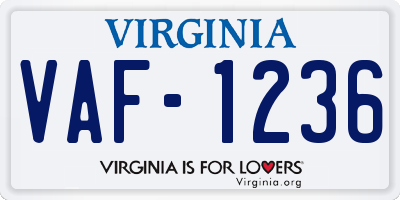 VA license plate VAF1236