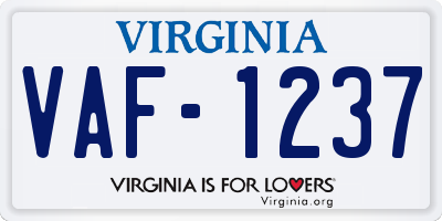 VA license plate VAF1237