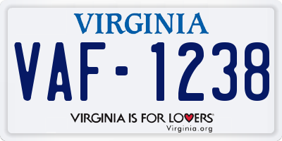 VA license plate VAF1238