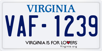 VA license plate VAF1239