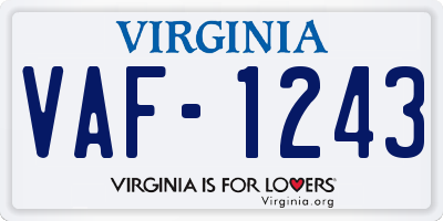 VA license plate VAF1243