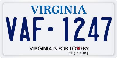 VA license plate VAF1247