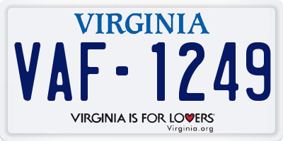 VA license plate VAF1249