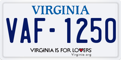 VA license plate VAF1250