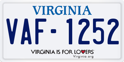 VA license plate VAF1252