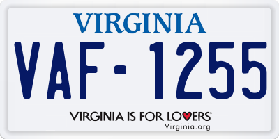 VA license plate VAF1255