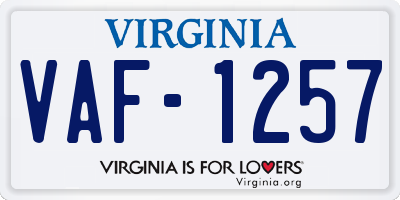 VA license plate VAF1257