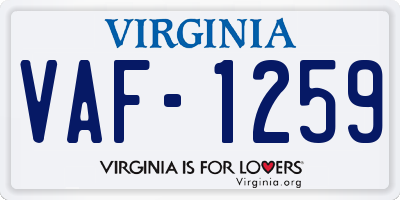 VA license plate VAF1259