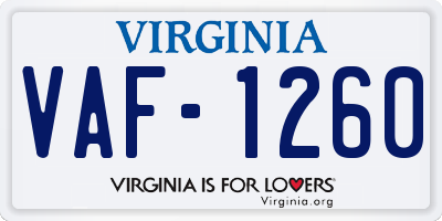 VA license plate VAF1260