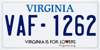 VA license plate VAF1262