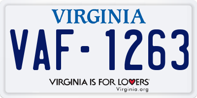 VA license plate VAF1263