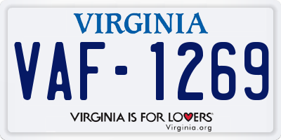 VA license plate VAF1269