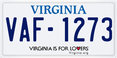 VA license plate VAF1273