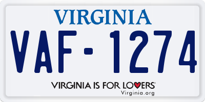 VA license plate VAF1274