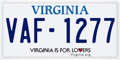 VA license plate VAF1277