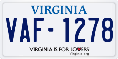 VA license plate VAF1278