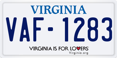 VA license plate VAF1283