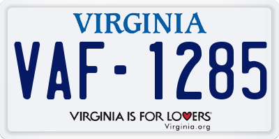 VA license plate VAF1285
