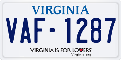 VA license plate VAF1287