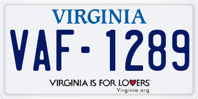 VA license plate VAF1289