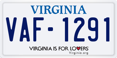 VA license plate VAF1291