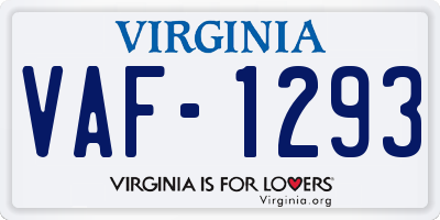 VA license plate VAF1293
