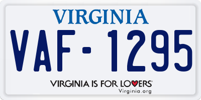 VA license plate VAF1295