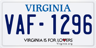 VA license plate VAF1296