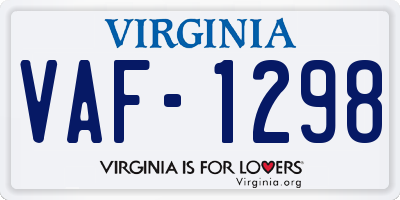 VA license plate VAF1298