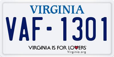 VA license plate VAF1301