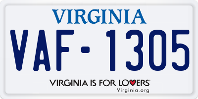 VA license plate VAF1305