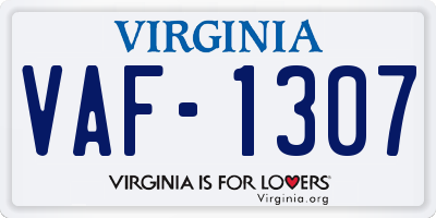 VA license plate VAF1307