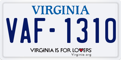 VA license plate VAF1310