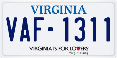 VA license plate VAF1311