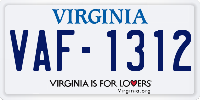 VA license plate VAF1312