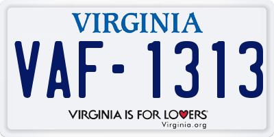 VA license plate VAF1313