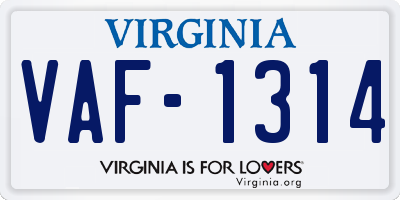 VA license plate VAF1314