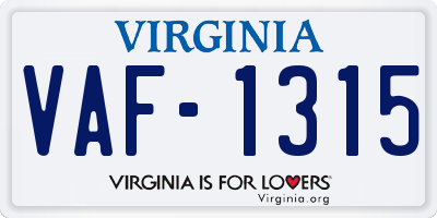 VA license plate VAF1315