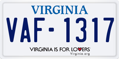 VA license plate VAF1317
