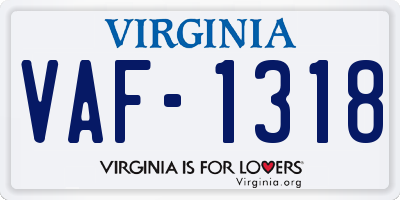 VA license plate VAF1318