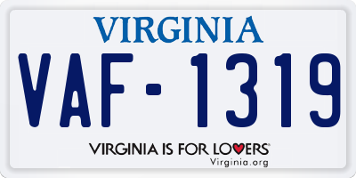 VA license plate VAF1319