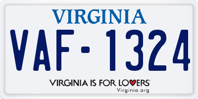VA license plate VAF1324