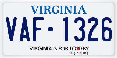 VA license plate VAF1326