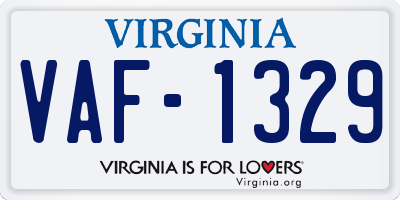 VA license plate VAF1329