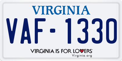 VA license plate VAF1330