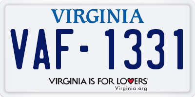 VA license plate VAF1331